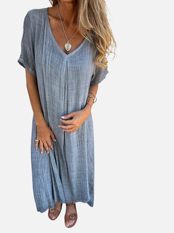 Patricia | Vestido Midi con Escote en V Manga Corta