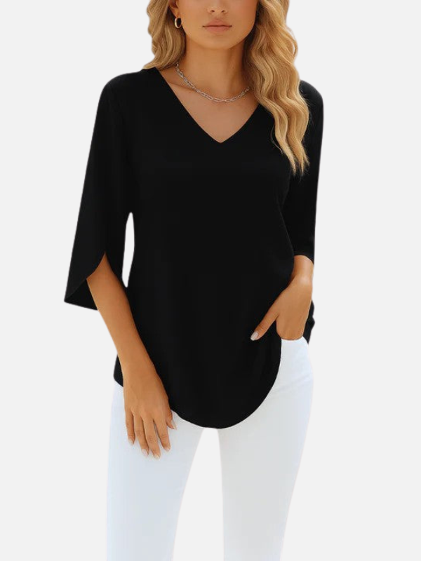 Samantha | 3/4 Sleeve V Neck Blouse for Women Loose Fit