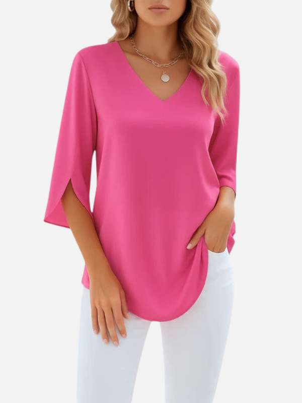 Samantha | 3/4 Sleeve V Neck Blouse for Women Loose Fit