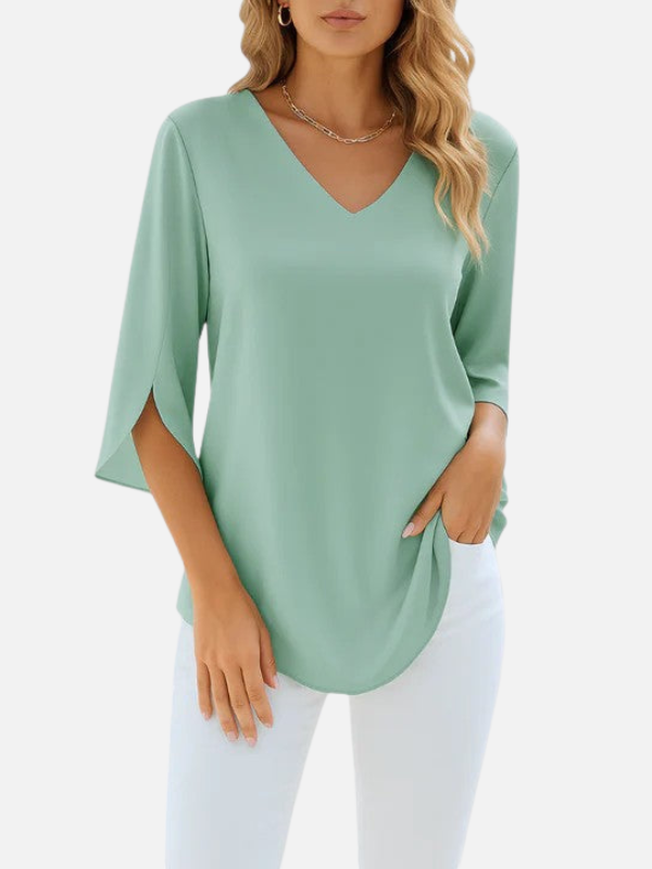 Samantha | 3/4 Sleeve V Neck Blouse for Women Loose Fit