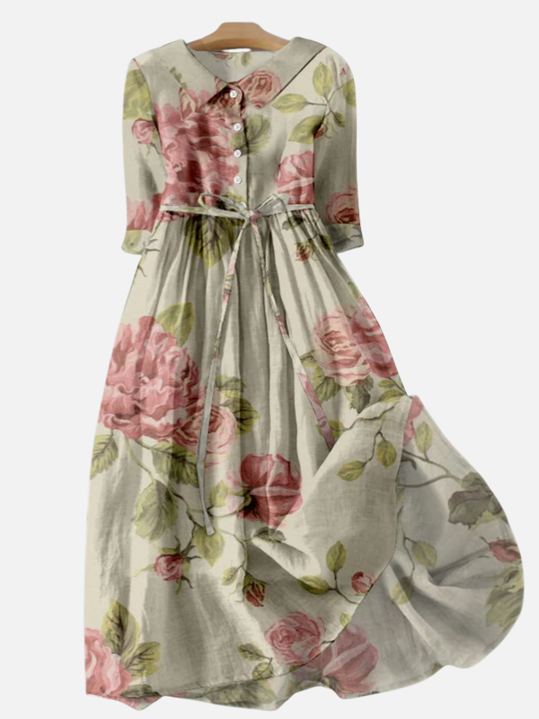 Carolina | Vestido Midi Floreado con Lazo Mujer