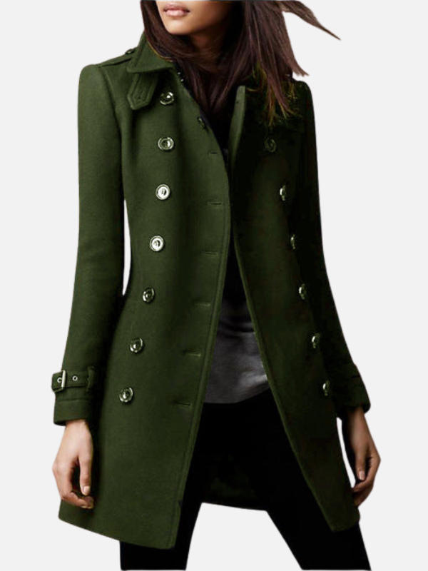 Gabriela | Abrigo Largo Cruzado de Solapa Mujer