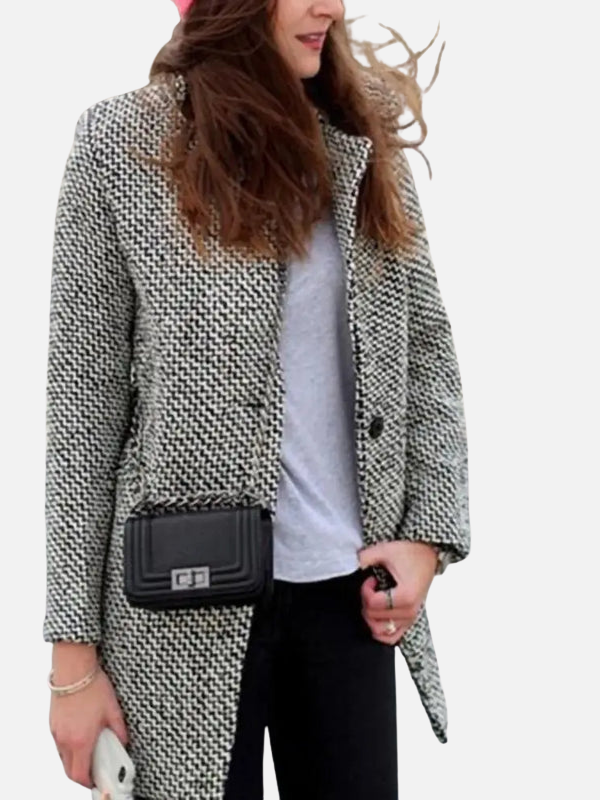 Alejandra | Abrigo de Tweed Largo sin Cuello Mujer