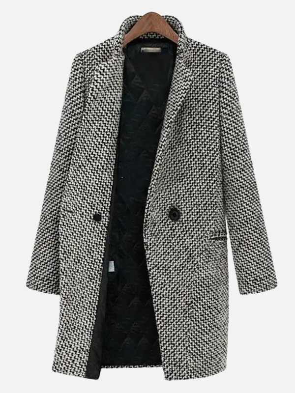Alejandra | Abrigo de Tweed Largo sin Cuello Mujer