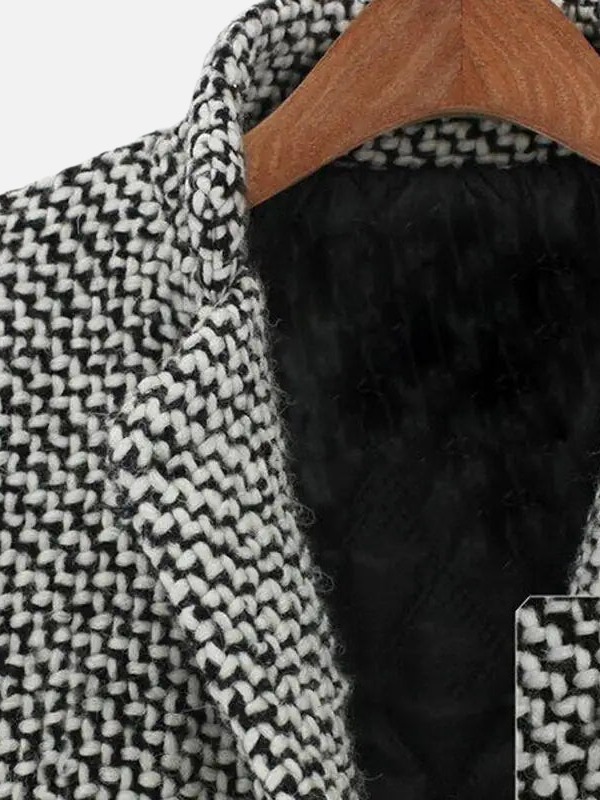 Alejandra | Abrigo de Tweed Largo sin Cuello Mujer
