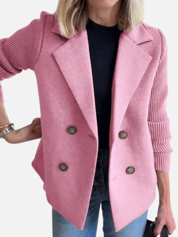 Andrea | Blazer con Mangas Tejidas y Doble Botonadura