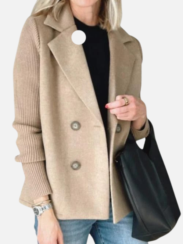 Andrea | Blazer con Mangas Tejidas y Doble Botonadura