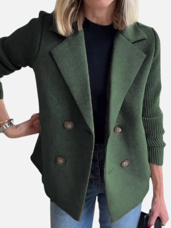 Andrea | Blazer con Mangas Tejidas y Doble Botonadura
