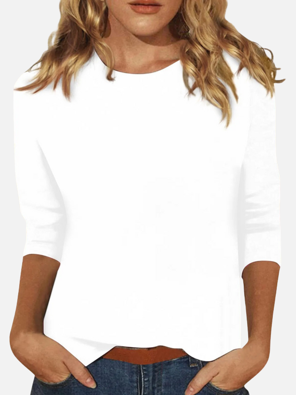 Ariana | Blusa Básica Manga 3/4 de Cuello Redondo