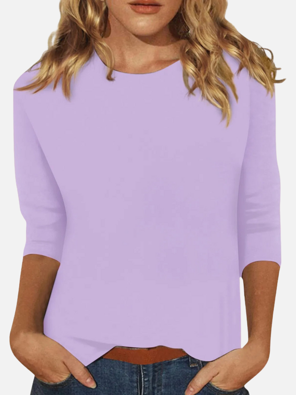 Ariana | Blusa Básica Manga 3/4 de Cuello Redondo