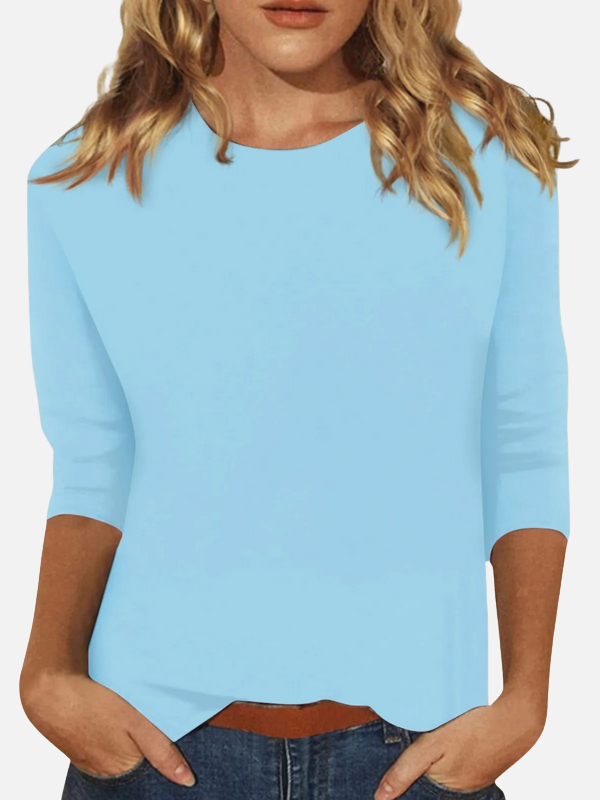 Ariana | Blusa Básica Manga 3/4 de Cuello Redondo