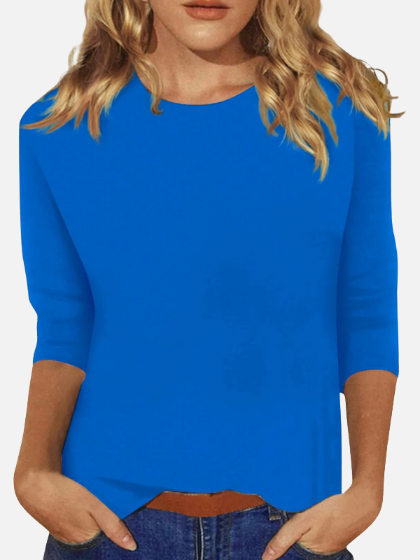 Ariana | Blusa Básica Manga 3/4 de Cuello Redondo