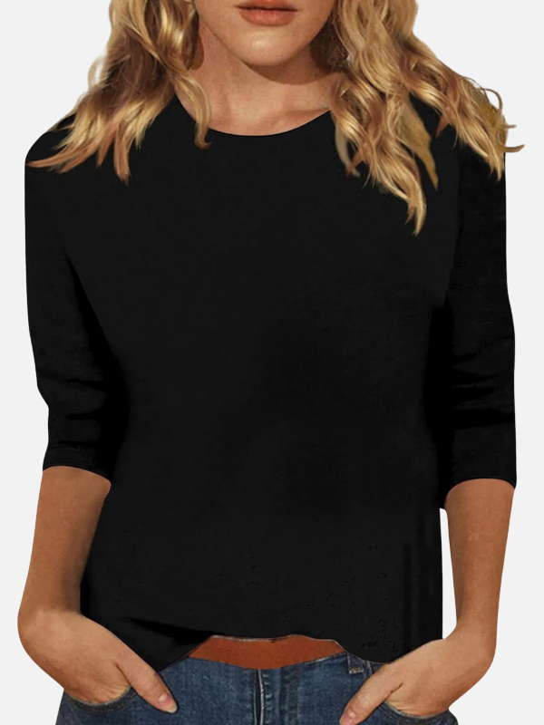 Ariana | Blusa Básica Manga 3/4 de Cuello Redondo