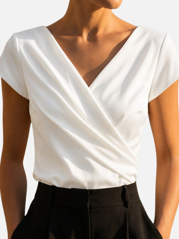 Ana | Blusa Drapeada Manga Corta con Escote en V Mujer