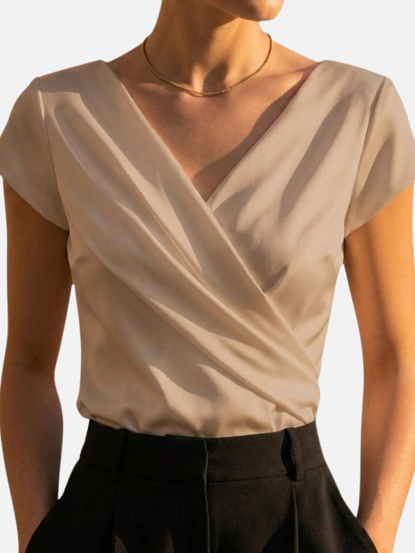 Ana | Blusa Drapeada Manga Corta con Escote en V Mujer