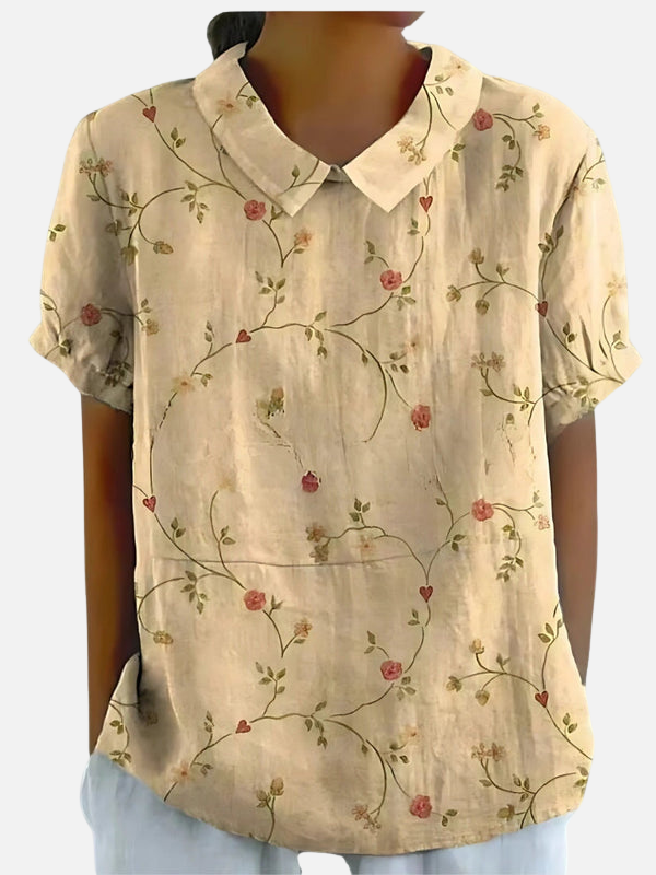 Guadalupe | Blusa Floreada Manga Corta con Cuello