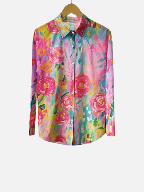 Regina | Blusa Floreada Manga Larga con Botones Mujer