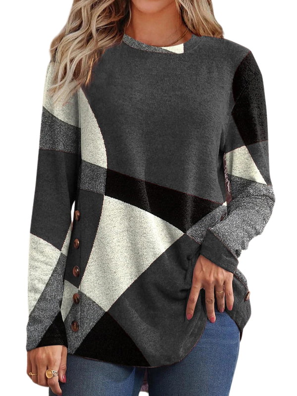 Regina | Blusa Manga Larga Estampada Suelta Mujer