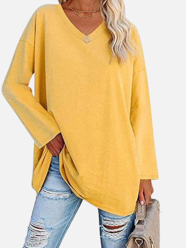 Adriana | Blusa Oversize con Escote en V Manga Larga