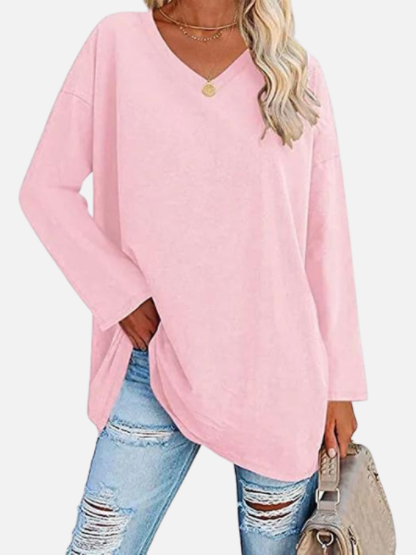 Adriana | Blusa Oversize con Escote en V Manga Larga