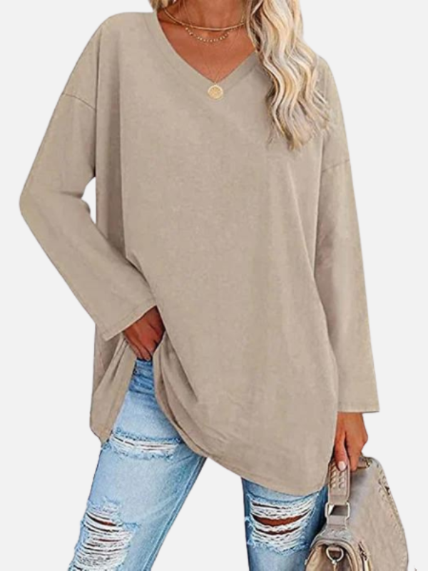Adriana | Blusa Oversize con Escote en V Manga Larga