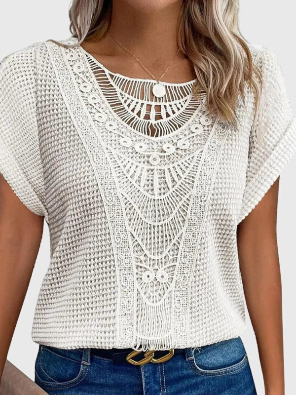 Marisol | Blusa Tejida de Crochet Manga Corta Mujer