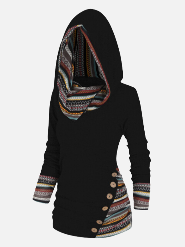 Sofía | Blusa con Capucha y Estampado Azteca Mujer