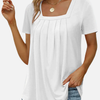Karla | Blusa con Cuello Cuadrado y Pliegues Manga Corta