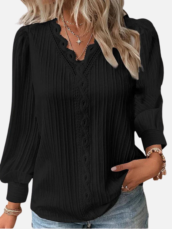 Camila | Blusa con Encaje y Manga Abullonada para Mujer