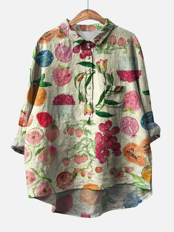 Gabriela | Blusa de Lino Floreada con Botones Mujer
