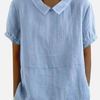 Rosa | Blusa de Lino Manga Corta con Cuello Redondo