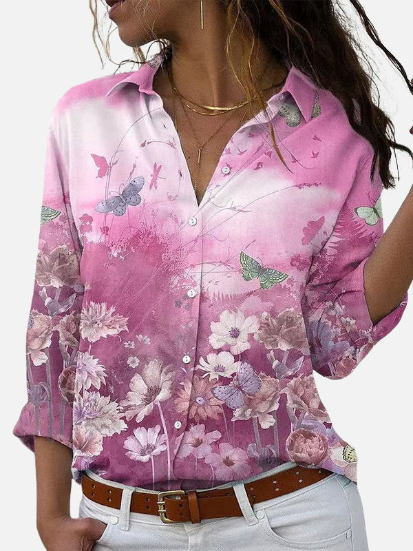 Mariana | Blusa de Mariposas y Flores Manga Larga