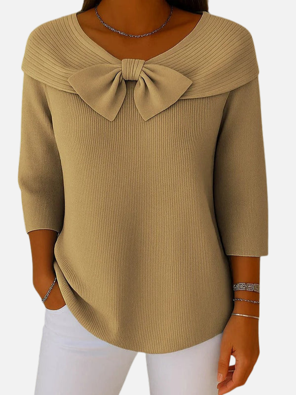 Jazmín | Blusa de Punto con Moño Manga 3/4