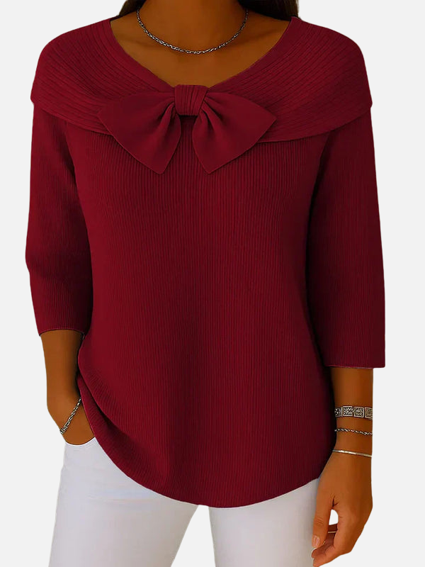 Jazmín | Blusa de Punto con Moño Manga 3/4
