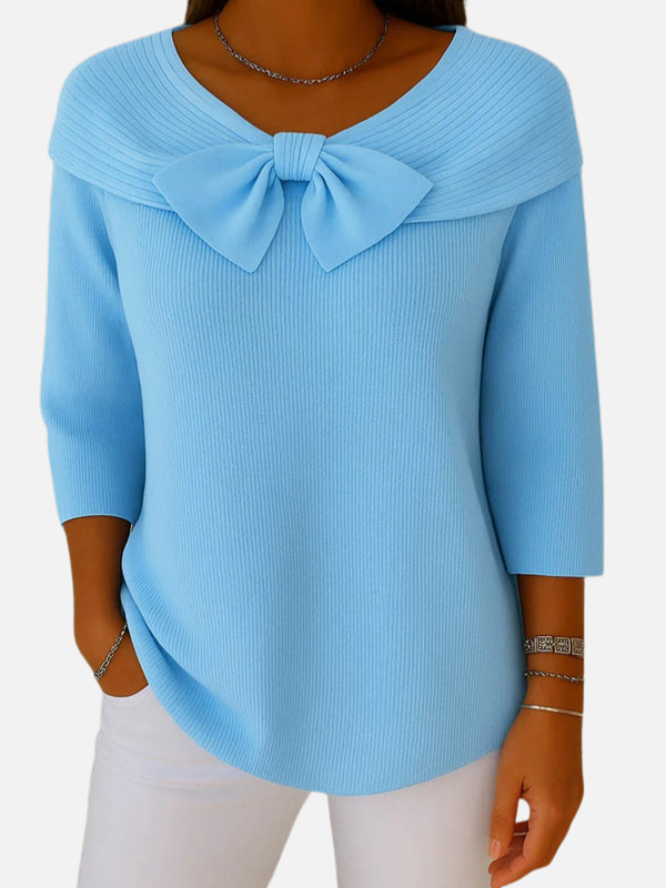 Jazmín | Blusa de Punto con Moño Manga 3/4
