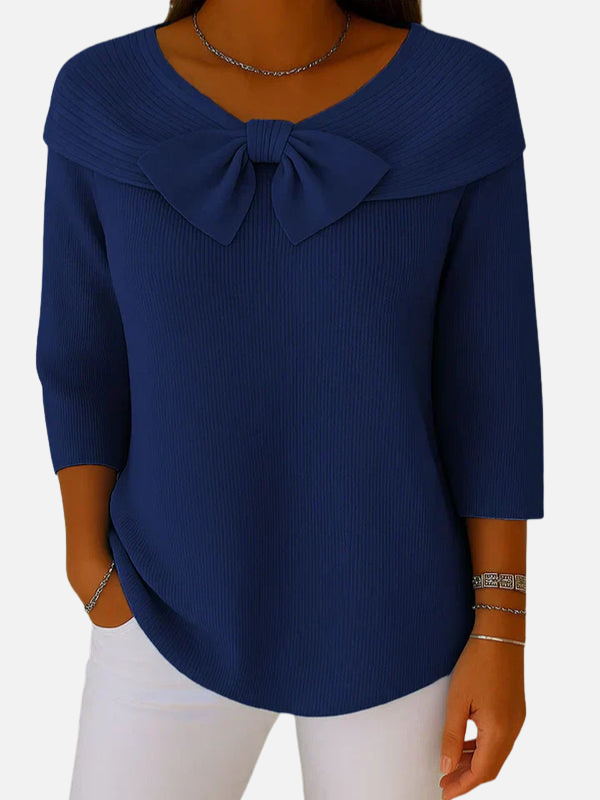 Jazmín | Blusa de Punto con Moño Manga 3/4