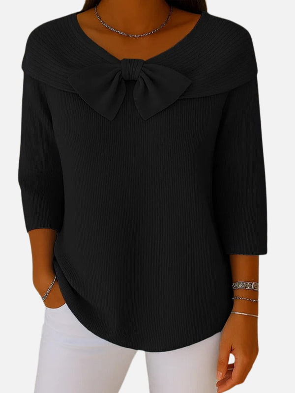Jazmín | Blusa de Punto con Moño Manga 3/4