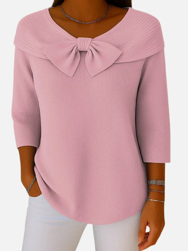 Jazmín | Blusa de Punto con Moño Manga 3/4