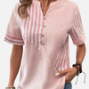 Melissa | Blusa de Rayas Manga Corta con Botones Mujer