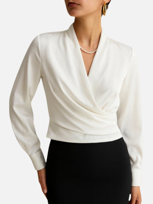Claudia | Blusa de Satén Cruzada con Escote en V Mujer
