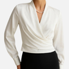 Claudia | Blusa de Satén Cruzada con Escote en V Mujer
