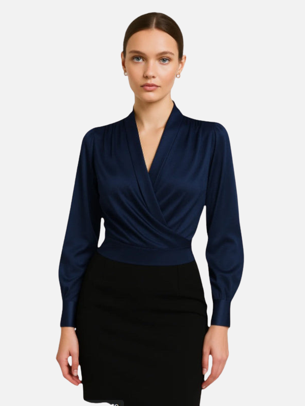 Claudia | Blusa de Satén Cruzada con Escote en V Mujer
