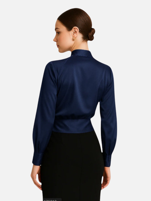 Claudia | Blusa de Satén Cruzada con Escote en V Mujer
