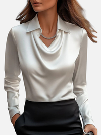Elena | Blusa de Satén Manga Larga con Cuello Mujer