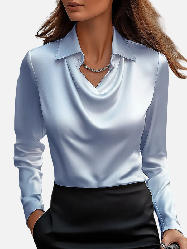 Elena | Blusa de Satén Manga Larga con Cuello Mujer