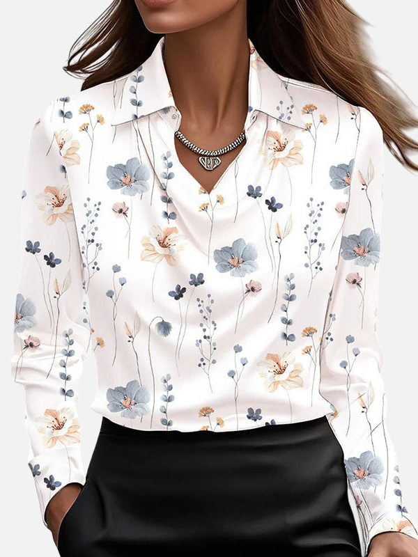 Elena | Blusa de Satén Manga Larga con Cuello Mujer