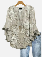 Elena | Blusa de Volantes Floreada con Escote en V 8