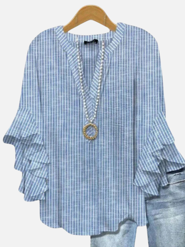 Elena | Blusa de Volantes Floreada con Escote en V