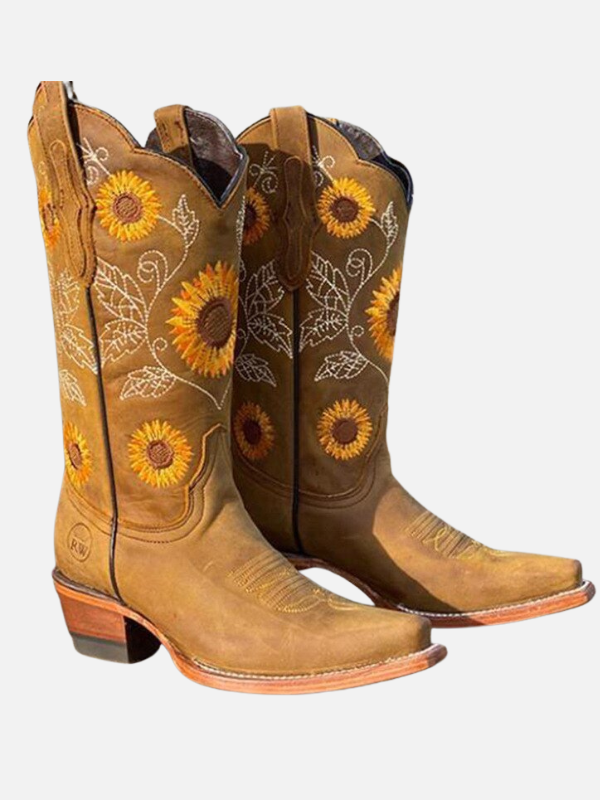 Regina | Botas Vaqueras Ortopédicas Bordadas para Mujer