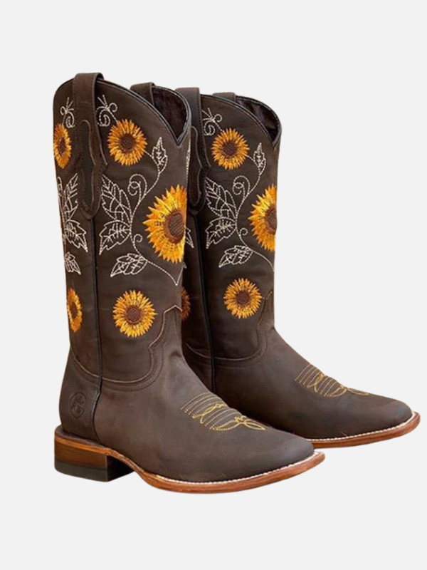 Regina | Botas Vaqueras Ortopédicas Bordadas para Mujer